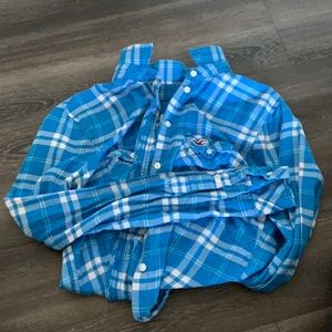 Hollister Blue and White Flannel